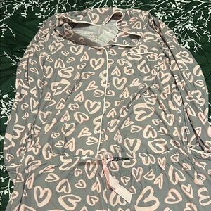 Fashion Nova Gray and Pink Heart Pajama Set